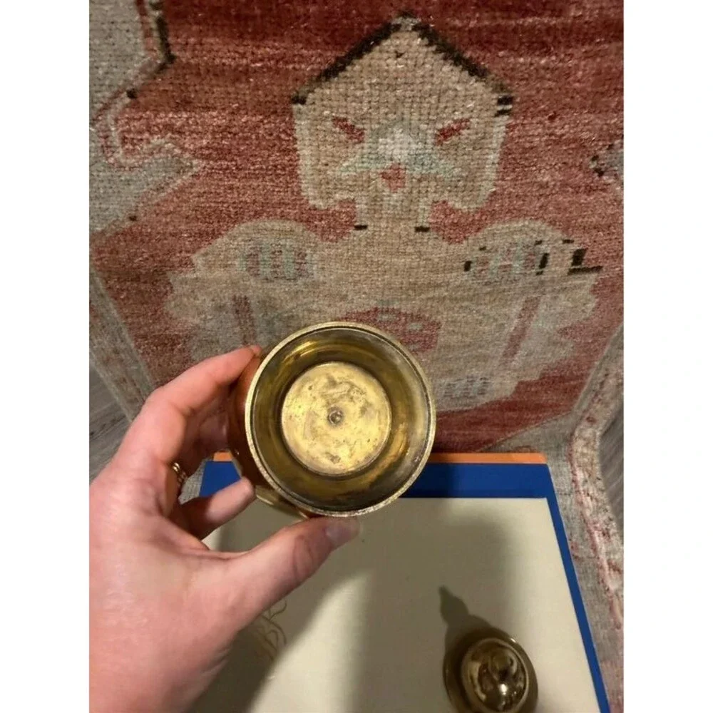 Vintage Lidded Brass Ginger Jar Temple Jar Urn